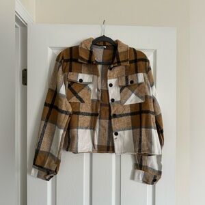 Flannel cropped jacket